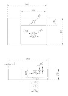 Подвесная раковина ABBER Stein AS2644 R правая 56см белый матовый